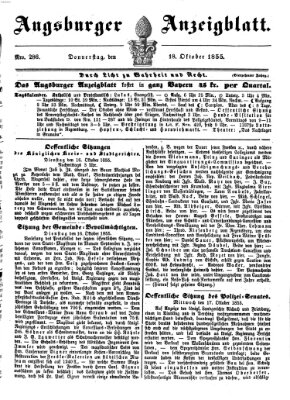 Augsburger Anzeigeblatt Donnerstag 18. Oktober 1855