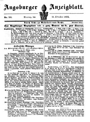 Augsburger Anzeigeblatt Montag 22. Oktober 1855