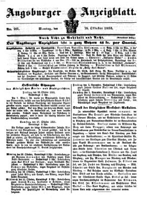 Augsburger Anzeigeblatt Montag 29. Oktober 1855