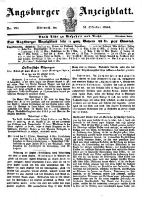 Augsburger Anzeigeblatt Mittwoch 31. Oktober 1855