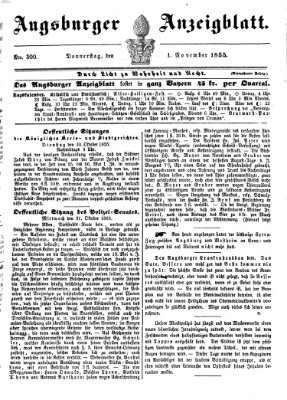 Augsburger Anzeigeblatt Donnerstag 1. November 1855