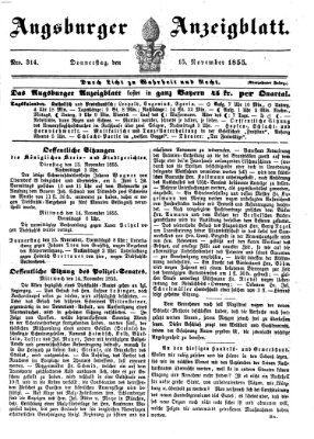 Augsburger Anzeigeblatt Donnerstag 15. November 1855