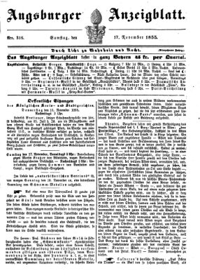 Augsburger Anzeigeblatt Samstag 17. November 1855