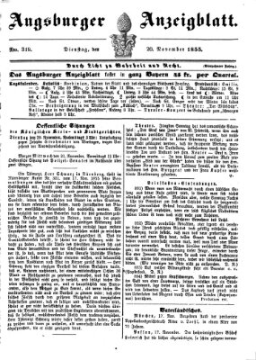 Augsburger Anzeigeblatt Dienstag 20. November 1855