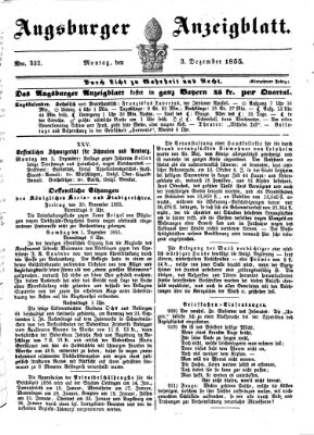 Augsburger Anzeigeblatt Montag 3. Dezember 1855