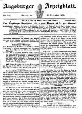 Augsburger Anzeigeblatt Montag 10. Dezember 1855