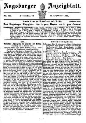 Augsburger Anzeigeblatt Donnerstag 13. Dezember 1855