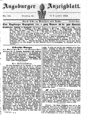 Augsburger Anzeigeblatt Samstag 15. Dezember 1855