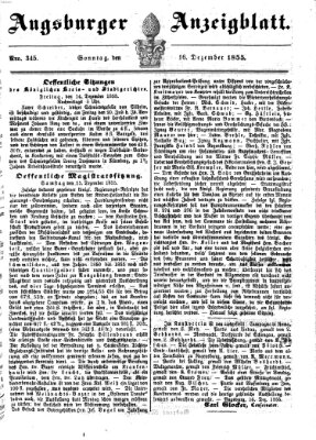 Augsburger Anzeigeblatt Sonntag 16. Dezember 1855