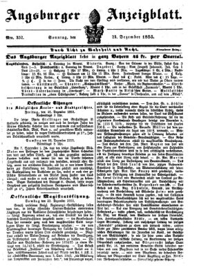 Augsburger Anzeigeblatt Sonntag 23. Dezember 1855