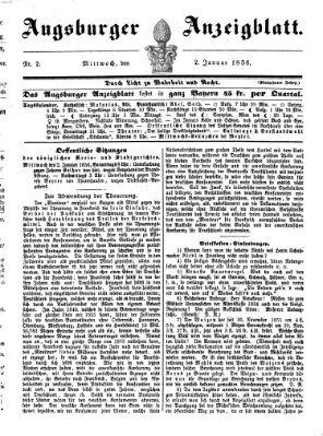 Augsburger Anzeigeblatt Mittwoch 2. Januar 1856