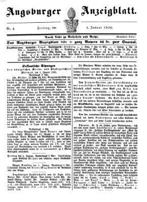 Augsburger Anzeigeblatt Freitag 4. Januar 1856