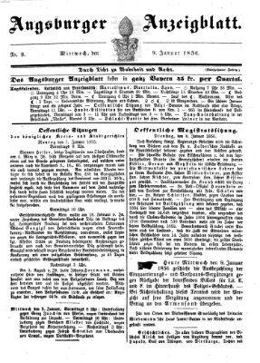 Augsburger Anzeigeblatt Mittwoch 9. Januar 1856