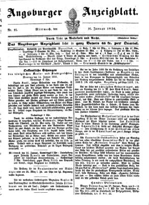 Augsburger Anzeigeblatt Mittwoch 16. Januar 1856