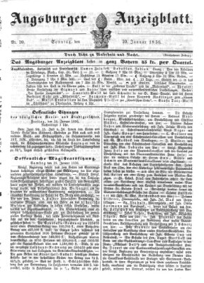 Augsburger Anzeigeblatt Sonntag 20. Januar 1856