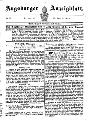 Augsburger Anzeigeblatt Freitag 25. Januar 1856