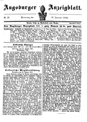 Augsburger Anzeigeblatt Sonntag 27. Januar 1856