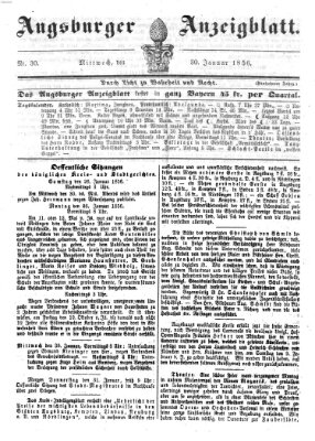 Augsburger Anzeigeblatt Mittwoch 30. Januar 1856