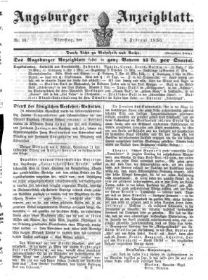 Augsburger Anzeigeblatt Dienstag 5. Februar 1856