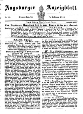 Augsburger Anzeigeblatt Donnerstag 7. Februar 1856