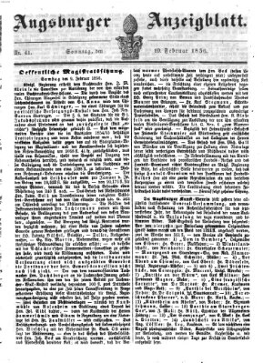 Augsburger Anzeigeblatt Sonntag 10. Februar 1856