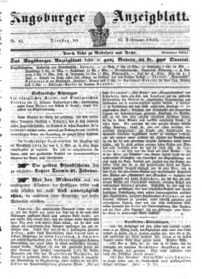 Augsburger Anzeigeblatt Dienstag 12. Februar 1856