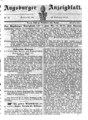 Augsburger Anzeigeblatt Mittwoch 13. Februar 1856