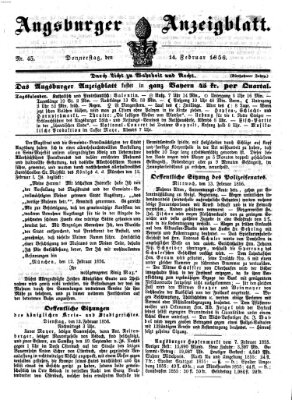 Augsburger Anzeigeblatt Donnerstag 14. Februar 1856