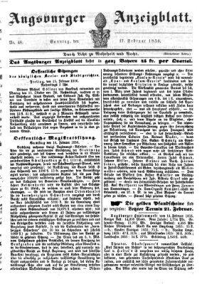 Augsburger Anzeigeblatt Sonntag 17. Februar 1856