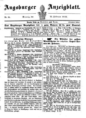 Augsburger Anzeigeblatt Montag 25. Februar 1856