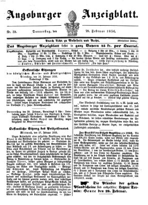 Augsburger Anzeigeblatt Donnerstag 28. Februar 1856