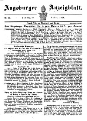 Augsburger Anzeigeblatt Samstag 1. März 1856