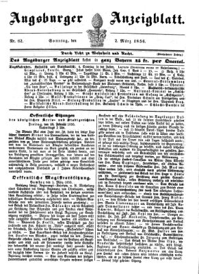 Augsburger Anzeigeblatt Sonntag 2. März 1856