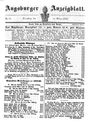 Augsburger Anzeigeblatt Dienstag 11. März 1856