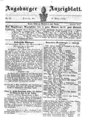 Augsburger Anzeigeblatt Freitag 14. März 1856