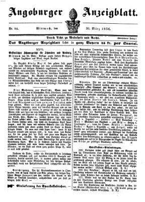 Augsburger Anzeigeblatt Mittwoch 26. März 1856