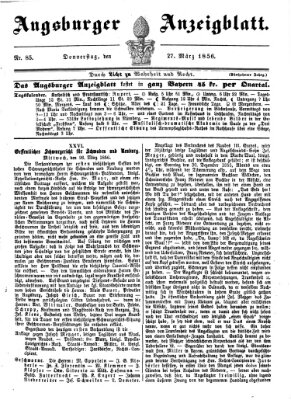 Augsburger Anzeigeblatt Donnerstag 27. März 1856