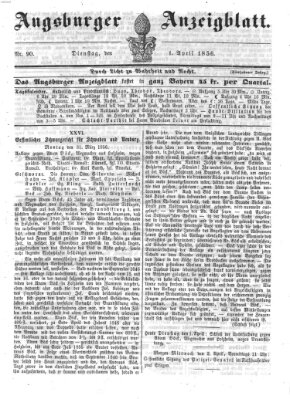 Augsburger Anzeigeblatt Dienstag 1. April 1856