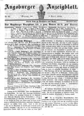 Augsburger Anzeigeblatt Montag 7. April 1856