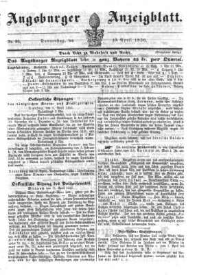 Augsburger Anzeigeblatt Donnerstag 10. April 1856