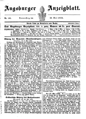 Augsburger Anzeigeblatt Donnerstag 29. Mai 1856