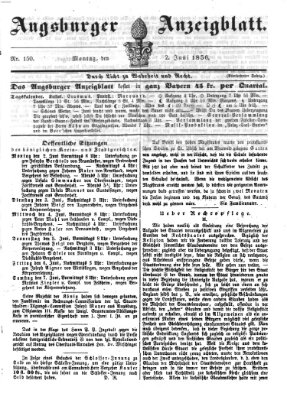 Augsburger Anzeigeblatt Montag 2. Juni 1856