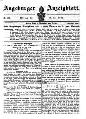 Augsburger Anzeigeblatt Mittwoch 25. Juni 1856