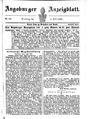 Augsburger Anzeigeblatt Sonntag 6. Juli 1856