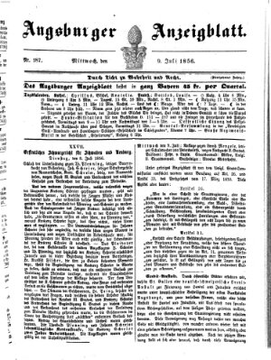 Augsburger Anzeigeblatt Mittwoch 9. Juli 1856