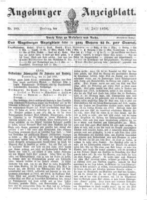 Augsburger Anzeigeblatt Freitag 11. Juli 1856