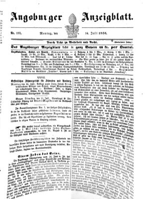 Augsburger Anzeigeblatt Montag 14. Juli 1856