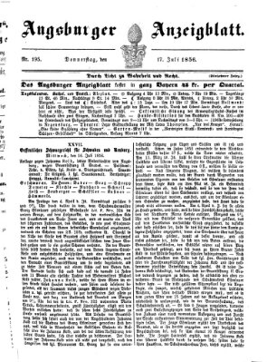 Augsburger Anzeigeblatt Donnerstag 17. Juli 1856