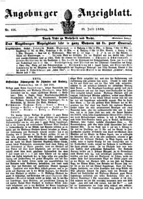 Augsburger Anzeigeblatt Freitag 18. Juli 1856