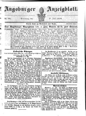 Augsburger Anzeigeblatt Sonntag 27. Juli 1856